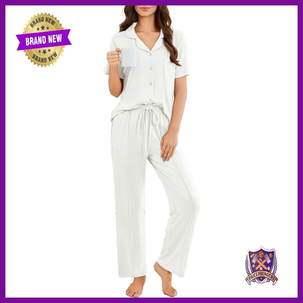 Soft Button-Up Pajama Set With Pockets, S-Xxl, Polyester/Spandex